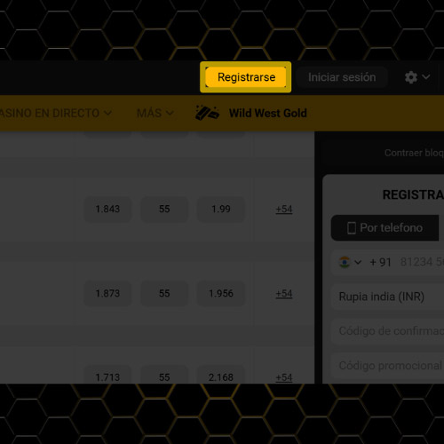 Haga clic en el botón "Registrarse" en Melbet